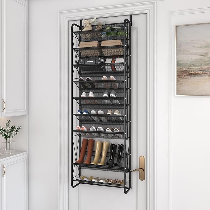 JSB 10 Tier Shoe rack Mesh fabric Over The Door Shoe Organizer X-structure - Image 2
