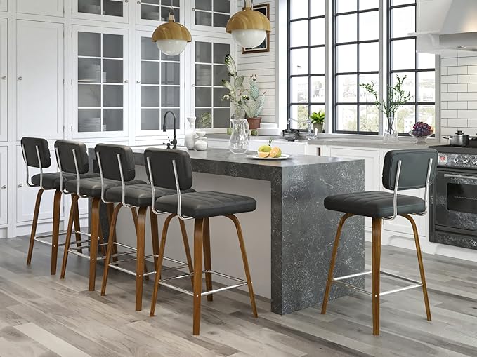 Counter Height Bar Stools Set of 2 Wood Swivel Bar Stools - Image 6