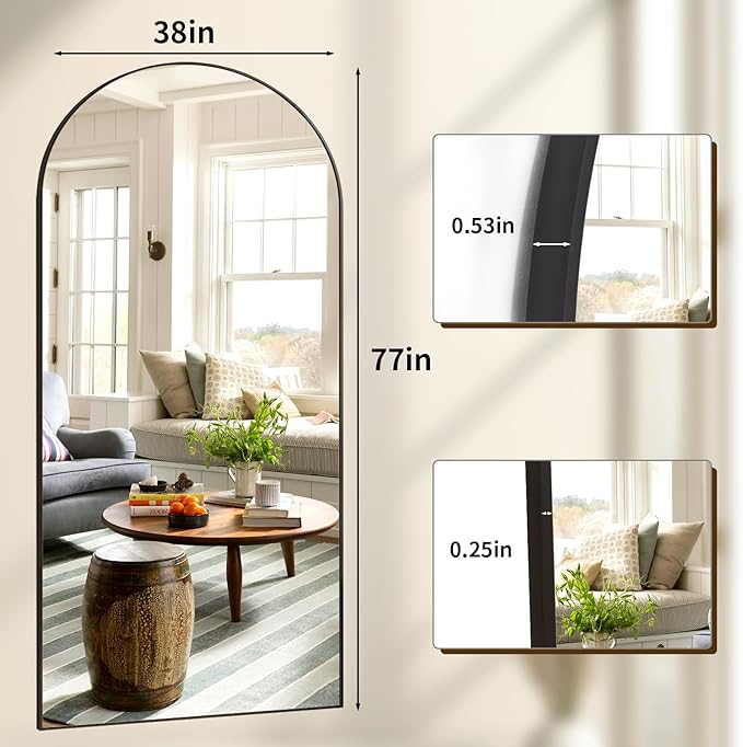 78"x38" Arched Full Length Mirror Floor Mirrors - Image 5