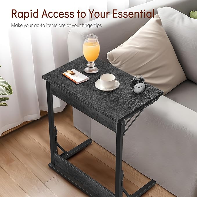 Tatub 24" Folding C Shaped End Table, Small Sofa Side Laptop Desk, Couch TV - Image 4