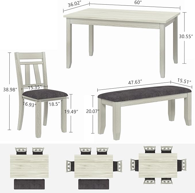 6-Piece Solid Wood Dining Table Set - Image 2