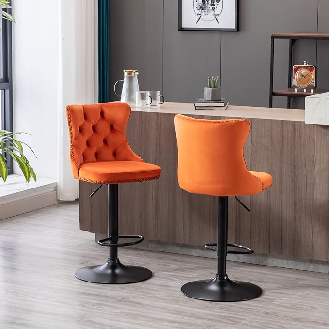PacknWood Acosure Swivel Velvet Barstools Adjusatble Seat Height from 25-33" - Image 3