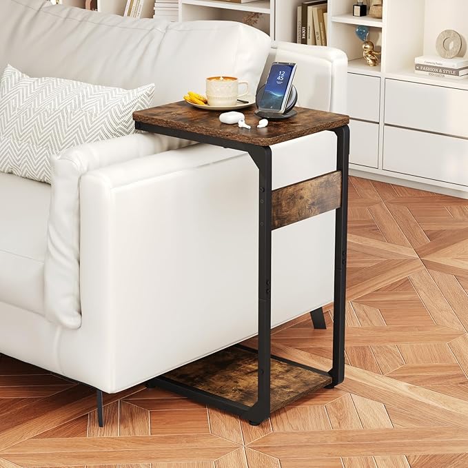 Narrow C-Shaped End Table, Small Side Table - Image 2