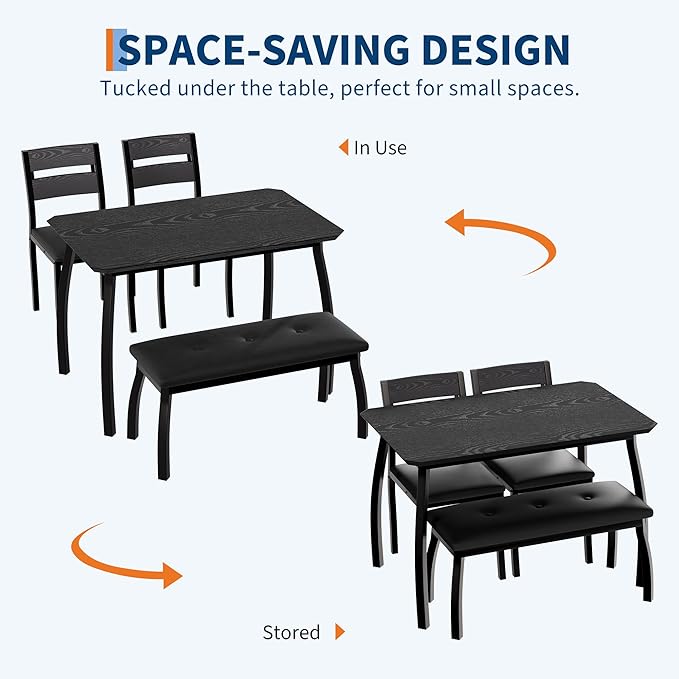 4 Piece Farmhouse Dining Table Set - Image 4