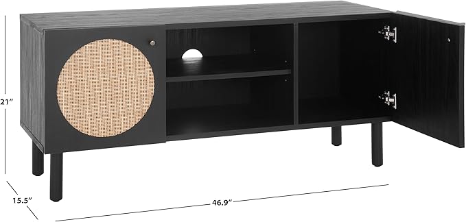 SAFAVIEH Home Collection Ophelia Black 2-Door 2-Shelf Entertainment Media Stand - Image 7
