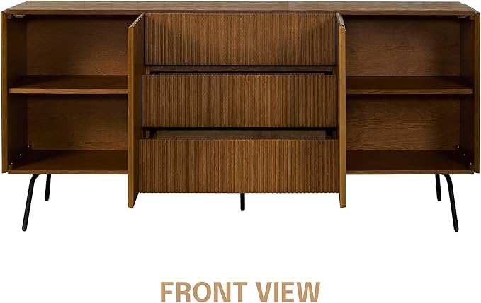 NTC Veil Sideboard with 2 Doors and 3 Drawers, Buffet Cabinet with Vertical - Image 4