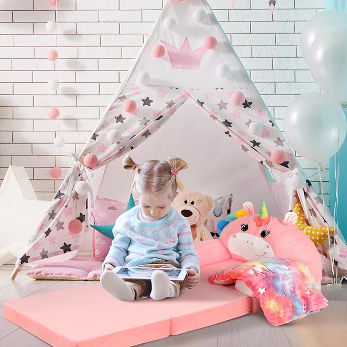 Unicorn Kids Couch Fold Out 2-in-1 Toddler Sofa Fold Out - Image 6