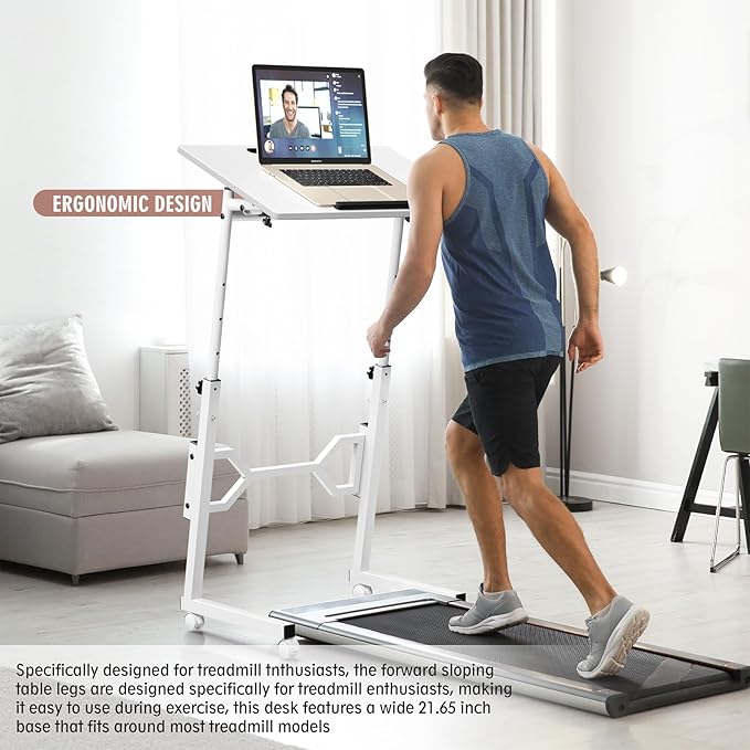 Small Standing Desk with Wheels, Portable Treadmill Desk, Rolling Desk - Image 4