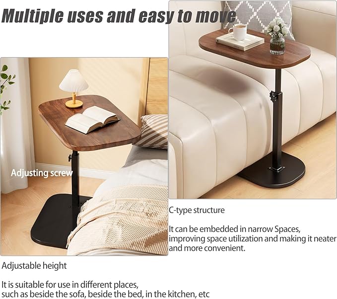 Pedestal C-Shaped Adjustable Small End Tables - Image 3