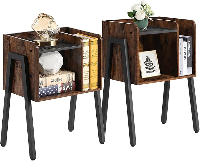 VECELO Nightstand Industrial End Table, Bedside Table - Image 8