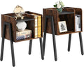 VECELO Nightstand Set of 2, Industrial End Table, Bedside Table by VECELO