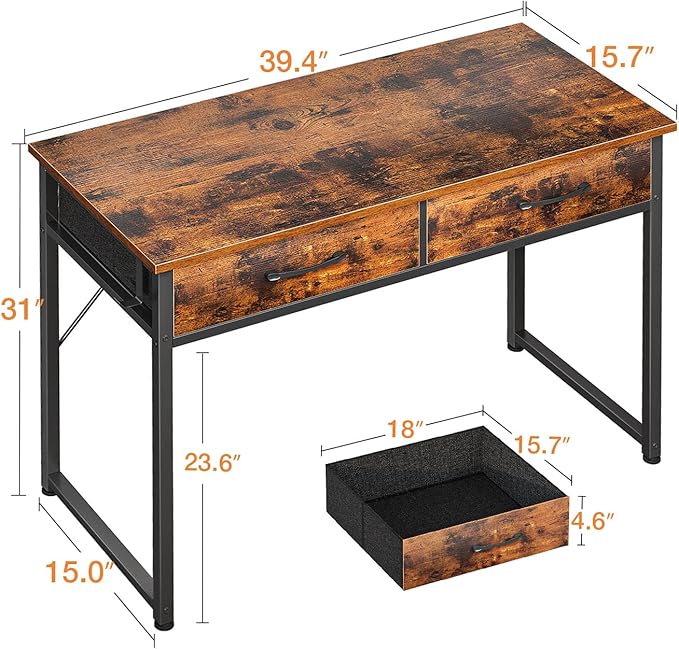 Casaottima 40 Inch Small Office Computer Desk - Image 3