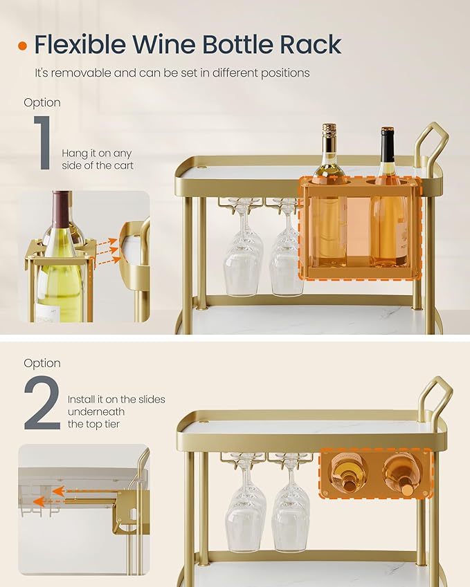 SONGMICS HOME Bar Cart, Home Bar Serving Cart - Image 4