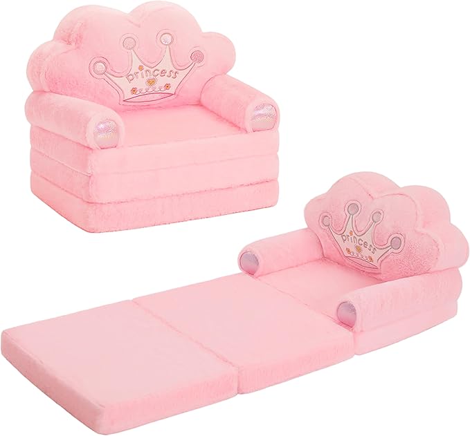 MOONBEEKI Toddler Chair Comfy，Foldable Princess Kids Couch by MOONBEEKI