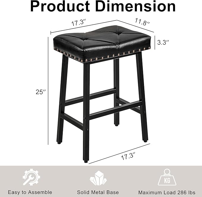 VECELO 25 inch Counter Height Stools - Image 3