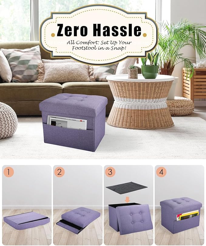 Ottoman Storage Ottoman Foot Rest Stool Foldable Bench - Image 4
