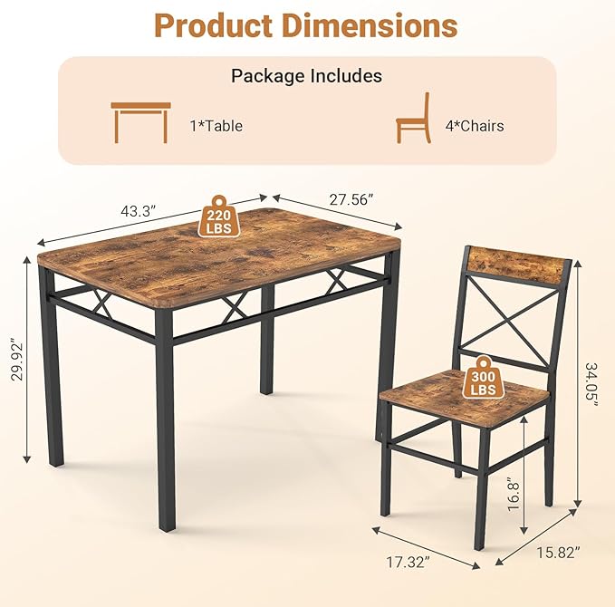 5-Piece Dining Table Set, Dining Table Set - Image 2