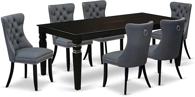 East West Furniture LGDA7-BLK-13 7 Piece Dining Set Includes a Rectangle by EastWestFurniture