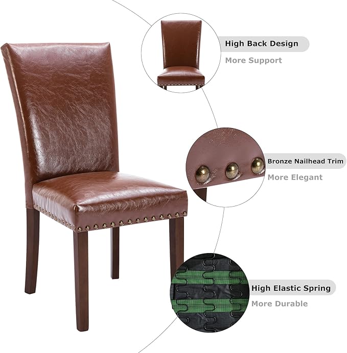 COLAMY Upholstered Parsons Dining Chairs Set of 6, PU Leather Dining Room - Image 7
