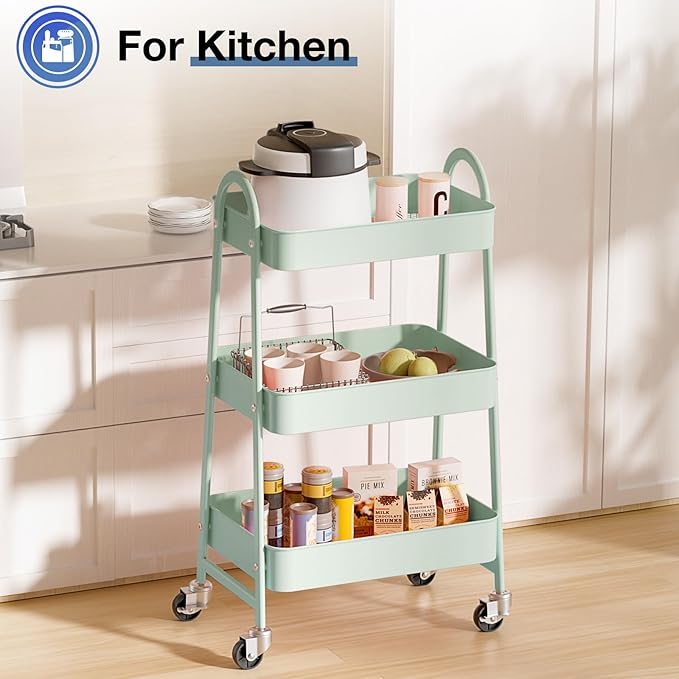 OLIXIS 3 Tier Utility Rolling Cart - Image 6