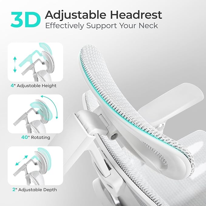 Ergonomic Office Chair with 9D Arms, Adjustable Seat Depth, 3D Lumbar Support - Image 9