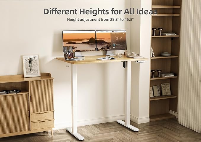 Claiks Bamboo Electric Standing Desk, Adjustable Height Stand up Desk, 40x24 - Image 5