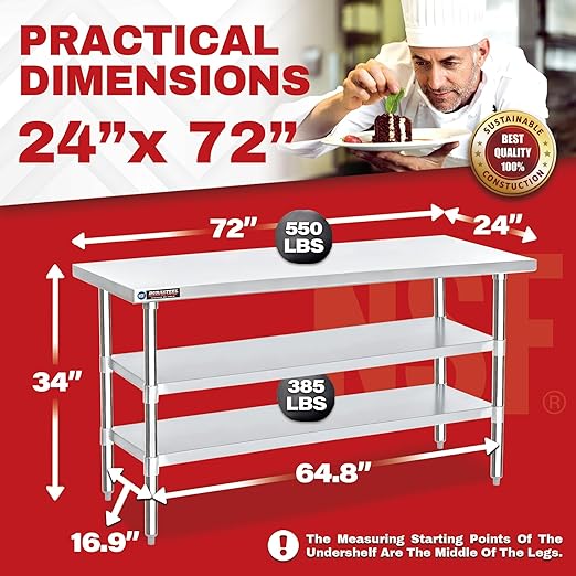 DuraSteel Food Prep Stainless Steel Table - Image 3