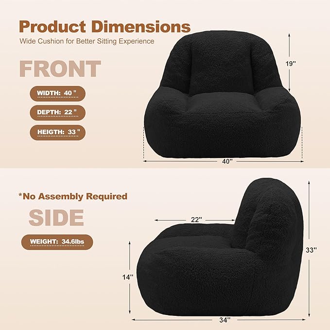 Homguava Bean Bag Chairs for Adults, Giant Beanbag Couch Adult Bean Bag Chair - Image 2