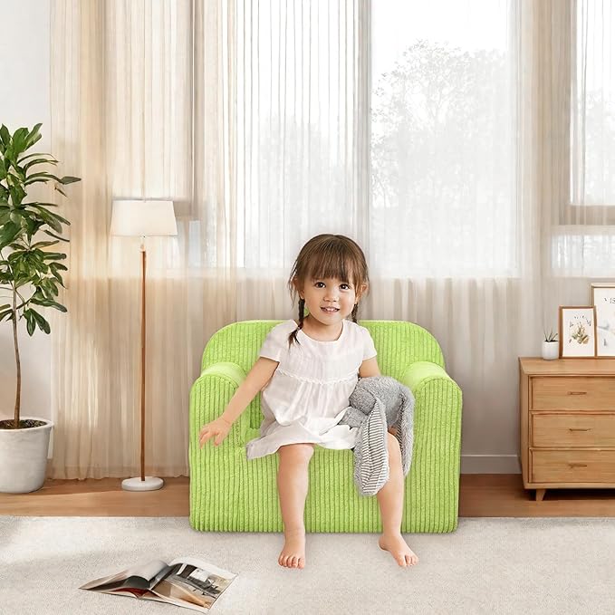Kids Sofa, 2-in-1 Comfy Toddler Couch, Soft Sherpa Fold Out Toddler Chair - Image 2