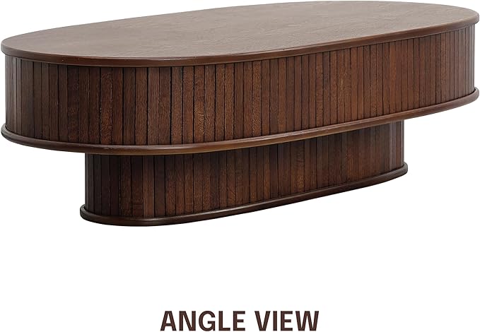 NTC Stream DOU Coffee Table, Modern Double-Layer Oval Wooden Center Table - Image 6