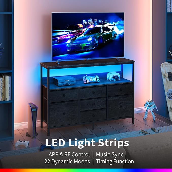 Yoobure LED TV Stand for Bedroom, 50 Inch Kids Dresser - Image 4