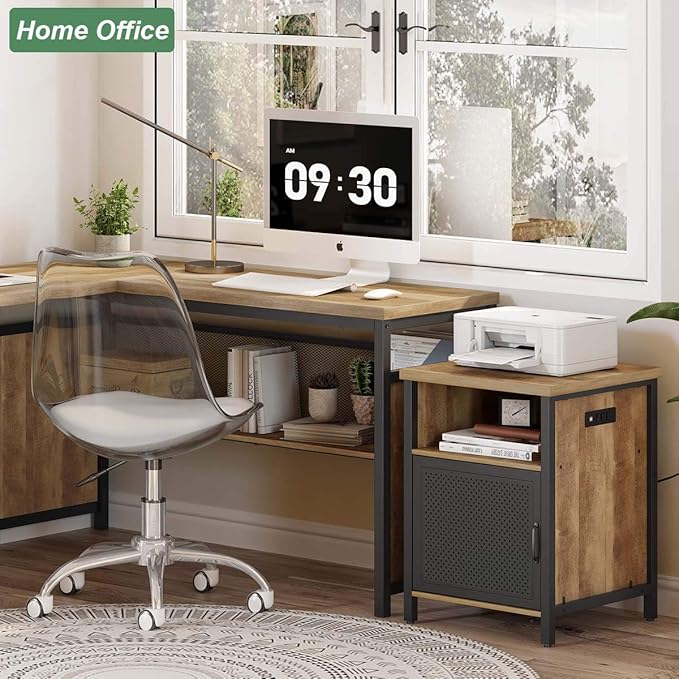 FATORRI End Table with Storage, Rustic Side Table - Image 8