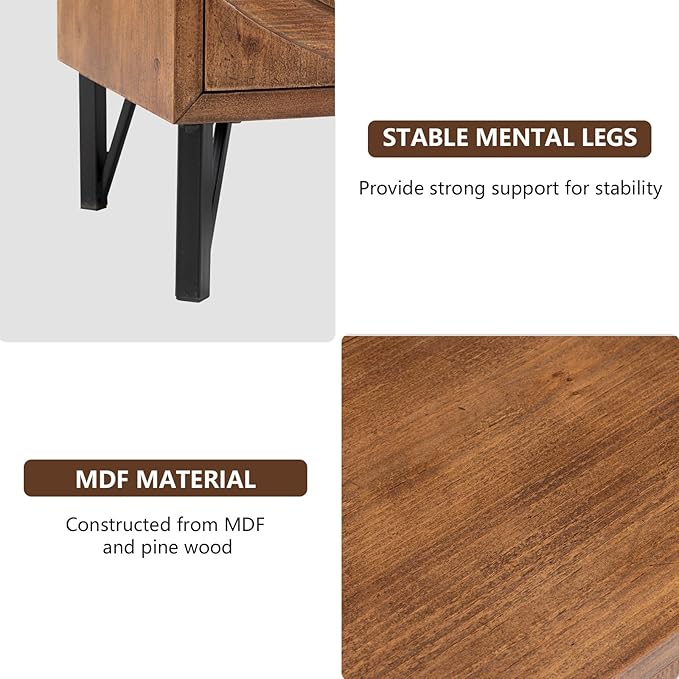COSIEST Vintage Nightstands Set of 2, Bedside Tables - Image 5