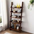 5-Tier Wooden Ladder Shelf Bookcase, H 55" Walnut Ladder Bookshelf Freestanding by BFECGDXT