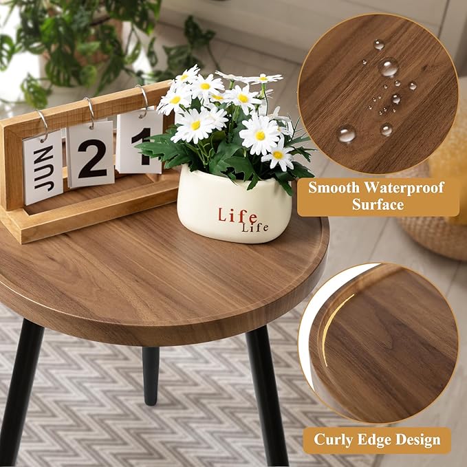 danpinera Round Side Table, Metal Legged Accent Table - Image 4