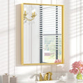 Keonjinn Gold Bathroom Vanity Mirror 24" x 32" Rectangular Wall Mirror Aluminum by Keonjinn
