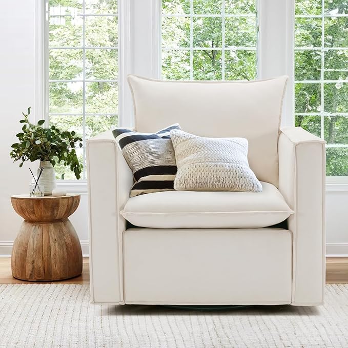 COLAMY Swivel Accent Chair, 34 Inches Wide Upholstered Arm Chair by COLAMYINC