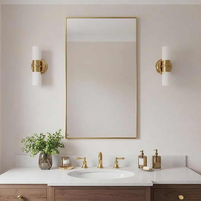 20x36 Inch Brass Bathroom Mirror - Image 3