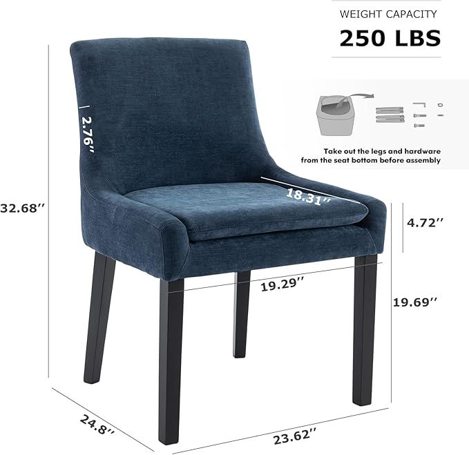 COLAMY Modern Dining Chairs Set of 2, Upholstered Corduroy Accent Side Leisure - Image 3