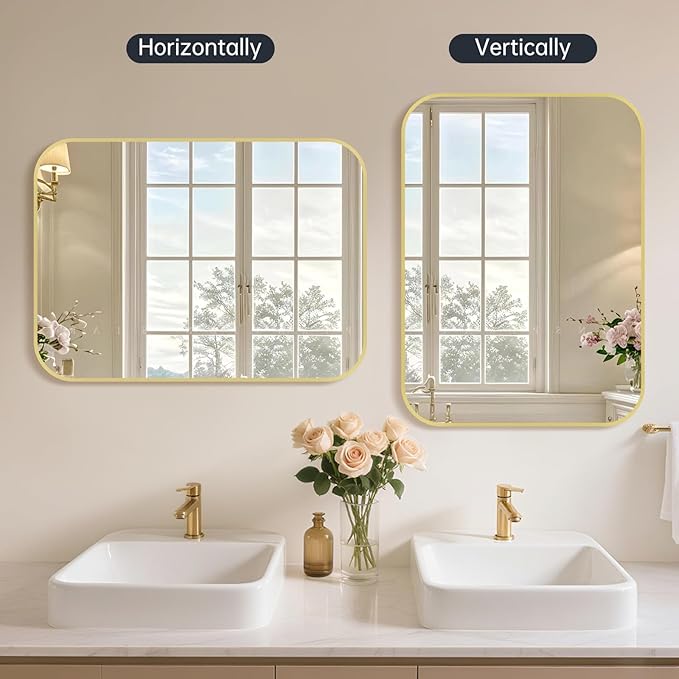 24x36 Inch Bathroom Mirror, Aluminum Alloy Framed Brushed Wall Mirror - Image 7