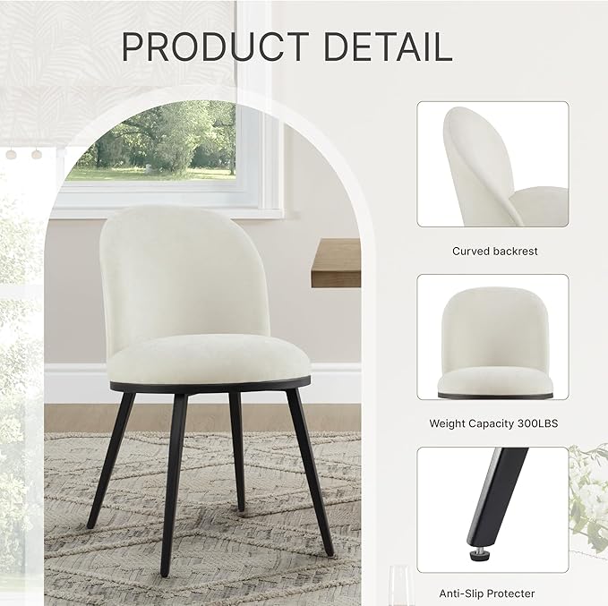 Dining Chairs Set of 4, Fabric Upholstered Dining Room Chairs - Image 5