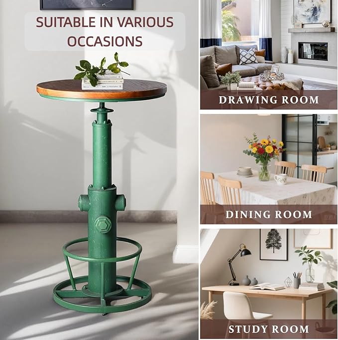 Farmhouse Bistro Bar Table Vintage Round Pub Table Industrial Coffee Table - Image 3