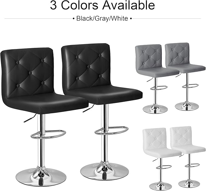 VECELO Adjustable Bar Stools Set of 2, Bar Height Stools - Image 5