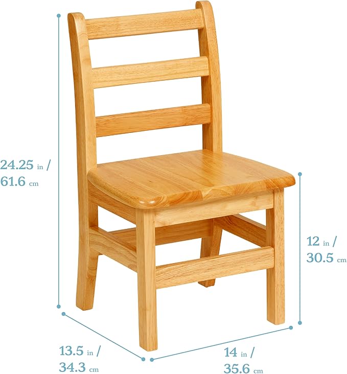 ECR4Kids 24in x 48in Rectangular Hardwood Table and Chair Set, 12in Seat Height - Image 4