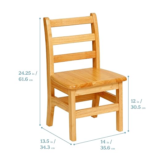 ECR4Kids Three Rung Ladderback Chair, 12in Seat Height, Classroom Seating - Image 3