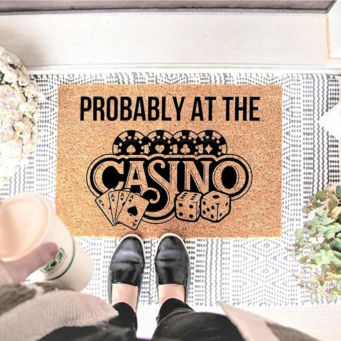 Funny Coir Doormat with Probably at The Casino - Image 2