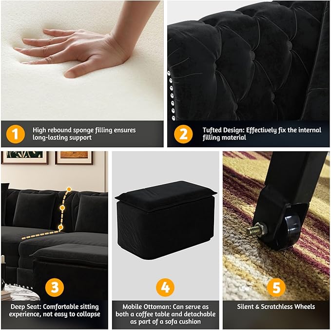 KEIKI 3-in-1 Velvet Chesterfield Sofa Bed - Image 4