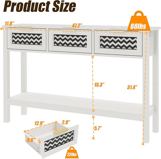 Entryway Table, Boho Console Table - Image 3
