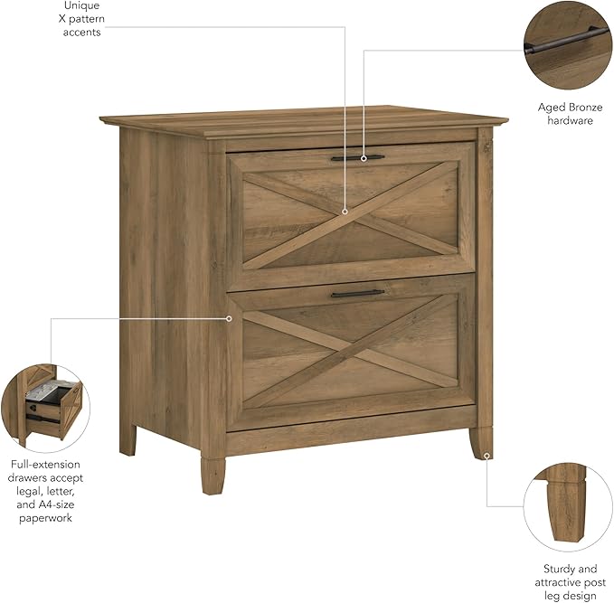 Bush Furniture Key West Lateral File Cabinet, Modern Farmhouse 2 Drawer File - Image 6
