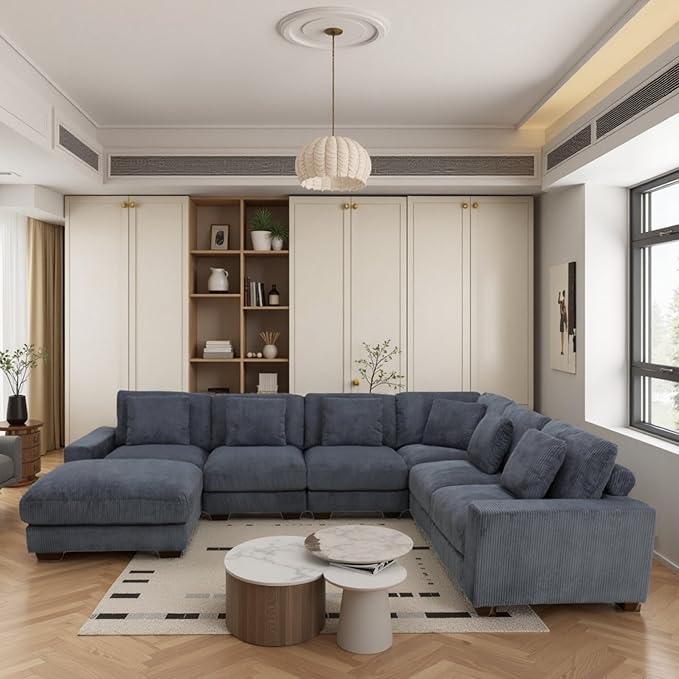 L Shaped Sectional Couches for Living Room, Stylish Sectional Loveseat Sofa by GlasFlength